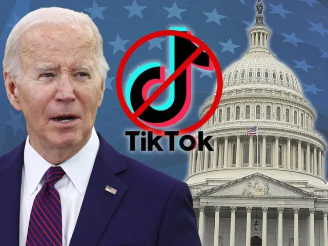 United States of America President, Joe Biden, TikTok Logo and the Washington DC Presidential Village Image